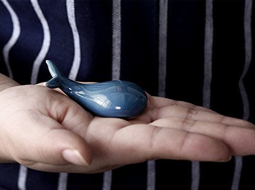 Colias Wing Dinnerware Accessory Lovely Whale Shape Design Porcelain Chopsticks Rest Set Dinner Spoons Stand Knife Fork Holder(Set of 4)-Blue/White