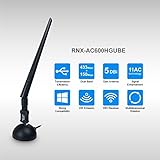 Rosewill Dual Band USB WiFi Adapter/ Wireless Adapter/ WiFi Dongle / Wireless Dongle, High Gain AC600 Network Adapter with a 5 dBi network antenna, 433+150Mbps Wireless USB Adapter (RNX-AC600HGUBE)