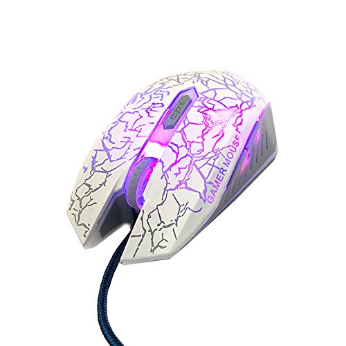 RGB Gaming Mouse,6 Button PC Mouse Giving 1 Pad, Ergonomic LED Backlit USB Gamer Mice Computer Laptop PC, for Windows Mac OS Linux, White