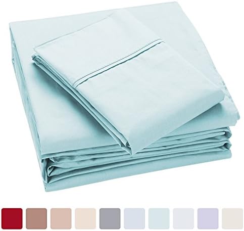 Hyaline Home 4 Piece 100% Cotton Sheet Set, 400 Thread Count Bed Sheets, Sateen Weave, King,Egg Green Bedding by