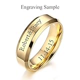 (Free Engraving) 6MM Stainless Steel Personalized Plain Band Ring for Men and Women,3 Color,Size 6-12