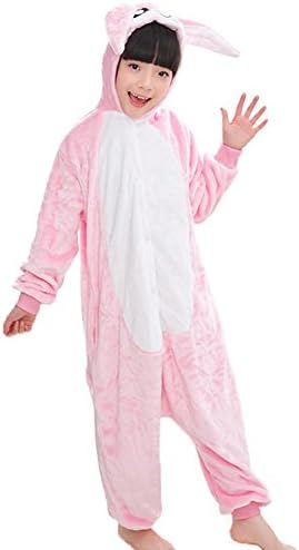 DREAMOWL Unisex Kids Hoodie Pajamas Warm Flannel Rabbit Cosplay Costumes Jumpsuit