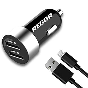 Regor [4.8Amp – 2 Port] High Speed Car Charger for All Smartphones & Tablets + Free Micro USB Cable.