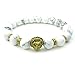 KONOV Stone Mens Bracelet, 10mm Natural Energy Gemstone Beads Bangle, Lion Charm, White Gold