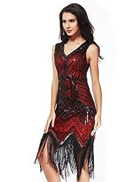 Vestidos de mujer de los años 20, estilo Art Deco, inspirados en la vendimia, con cuentas de lentejuelas, con flecos