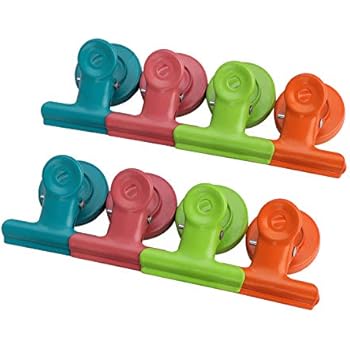 8 Pack Colored Magnetic Clips Magnets Metal Clip 4 Colors Round Mini Magnet Hook Clips Refrigerator Whiteboard Wall Fridge Magnetic Memo Note Clips for Photo Displays Office Document Organizer