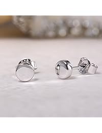 Pendientes redondos de plata de ley con diseño de círculos, pequeños pendientes minimalistas