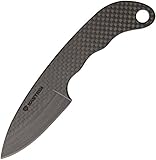Bastion Pure All Carbon Fiber Fixed Knife - Curved Neck with chain, kydex sheath