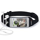 Emarth Running Belt Waist Pack, Zipper Design/ Waterproof Transparent Touch Screen Window/ Headphone Jack Fit for iPhone/ Android Smartphones (Screen Size Under 5.5'') Accessories, Black