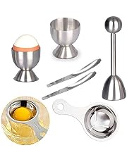 Coupe-Œuf Acier Inoxydable Avec Cuillères Et Coquetiers | Œufs Durs/Coque | Gadget Cuisine Pratique