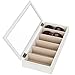 MyGift Vintage White Wood 6-Pair Sunglasses Storage Case w/Clear Acrylic Lid