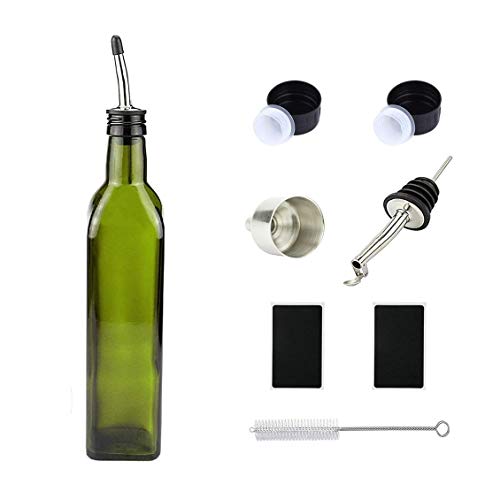 Ruelen Olive Oil Bottle Dispenser with Spouts, 17oz Leakproof Oil