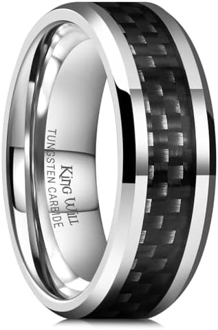 Alliance Homme Carbure De Tungstène King Will - Largeur 6mm/7mm/8mm, Finition Brossée/mate, Bord Biseauté - 6