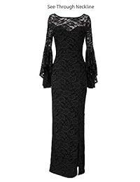 VFSHOW - Vestido para mujer, manga de campana de alta ranura, formal, para fiestas, bailes de noche