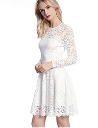 MAVIS LAVEN Vestido de cóctel para mujer con encaje floral, elegante, color blanco
