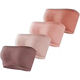 DTLCPX Women's Strapless Bras Seamless Stretchy Bandeau Non-Padded & Comfort Fit,4 Pieces in Multi Color