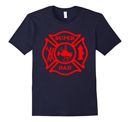 Mens Super Dad Fireman Fire Fighter Father's Day Gift Funny Shirt XL Navy
