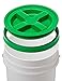 5 Gallon White Bucket & Gamma Seal Lid - Food Grade Plastic Pail & Gamma2 Screw Seal Tight Lid (Green)