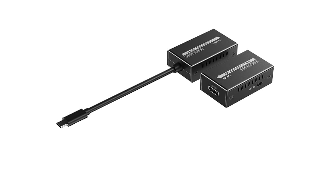 FOURKAY 4K120Hz USB Type C to HDMI over CAT6 Ethernet Extender. Type-C Transmitter to HDMI Receiver. Zero Latency. 25m Range at 4K@120Hz. 60m Range at 4K60Hz