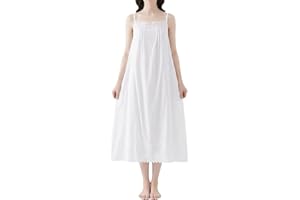 Womens 100% Cotton Full Slip Lace Trim Under Dress Camis Slip Nightgown Lingerie Sleepwear Camisoles Petticoat