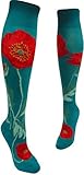 ModSock Womens Bold Poppies Knee Socks 6-10 Lake