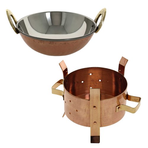 Angithi Food Warmer and Karahi 6.5 inch Serving Wok Set Tableware Dinnerware - Thumbnail 2