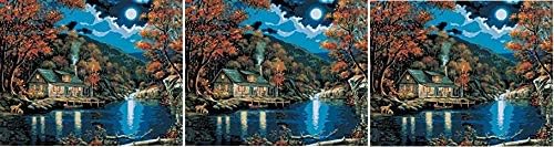 Plaid Creates Paint by Number Kit (16 by 20-Inch), 21690 Lakeside Cabin (3-(Pack))