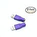 JETEHO 2 Pack USB Female to PS2 PS/2 Male keyboard Mouse Mice Adapter Converter, Purple