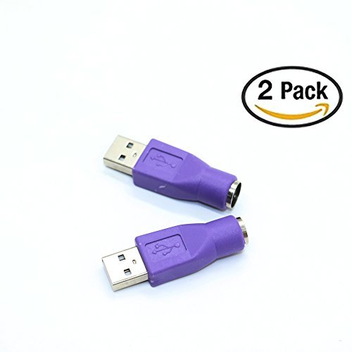 JETEHO 2 Pack USB Female to PS2 PS/2 Male keyboard Mouse Mice Adapter Converter, Purple