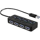 Sabrent 4-Port USB 3.0 Hub with Individual LED Lit Power Switches, Included 5V/2.5A Power Adapter (HB-UMP3)