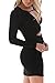 YOINS Women Mini Dress Sexy Bodycon Long Sleeves Zipper Back Party Cocktail Black M