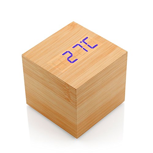 GEARONIC-TM-Wooden-Alarm-Clock-Wood-LED-Square-Cube-Digital-Thermometer-Timer-Calendar-Brighter-LED-Bamboo