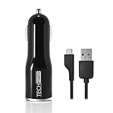 TechMatte Quick Charge 2.0 Car Charger, Adaptive Fast Charger for LG G4, Samsung Galaxy S6 / S6 Edge / Note 5, Note 4, Asus Zenfone 2, HTC One M9 / M8, Moto X Style (With Cable) Black