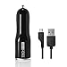 TechMatte Quick Charge 2.0 Car Charger, Adaptive Fast Charger for LG G4, Samsung Galaxy S6 / S6 Edge / Note 5, Note 4, Asus Zenfone 2, HTC One M9 / M8, Moto X Style (With Cable) Black