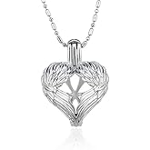 LGSY Guardian Angel Wings Heart Cage Pendant for Pearl Jewelry Making Silver Plated, Design Pearl Cage Pendants for Women