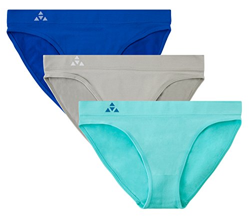 Balanced Tech Women's 3 Pack Seamless Low-Rise Bikini Panties - Aquatic Group - Large