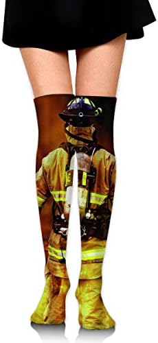 XHX403 Womens Girls Long Socks Fire Firefighter Fireman Over Knee High Thigh Custom Socks