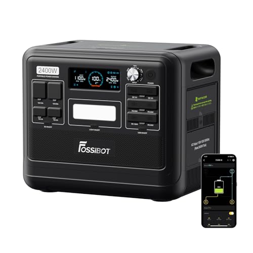 FOSSiBOT F2400 Tragbare Powerstation 2048Wh LiFePO4 Mobiler Solargenerator mit 230V/2400W (Spitze 4800W), USB und QC, Mobile Stromspeicher für Outdoor