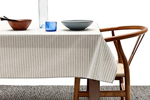 Meema Rustic Tablecloth Rectangle Eco Friendly Recycled Denim And Cotton Farmhouse Table Cloth 60x100 In Grey Striped Handcrafted Washable Dining Table Cover Everyday Use And Special Occasions Amazon Sg Home