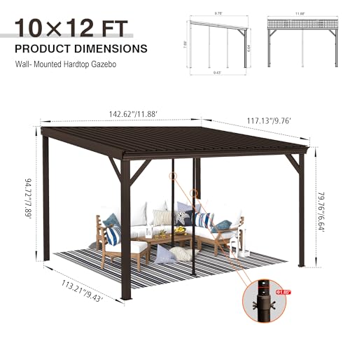Domi 10x12 Lean-to Hardtop Gazebo Review: Wall-Mounted Patio Shelter with Upgraded Drainage image 10