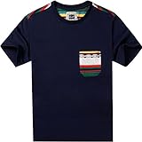 Men's Jacquard Pocket Crew-Neck T-Shirt Short Sleeve Tee Shirt Pocket Tee