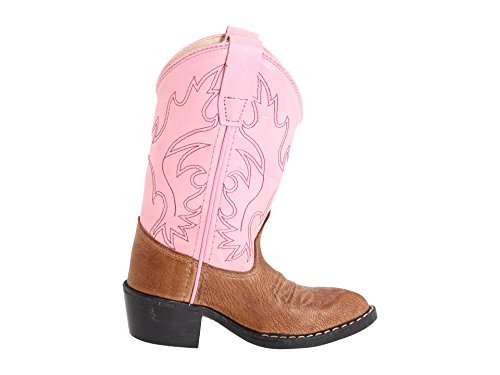 Girls Leather Cowboy Boots in Pink & Brown 11 M US Little Kid