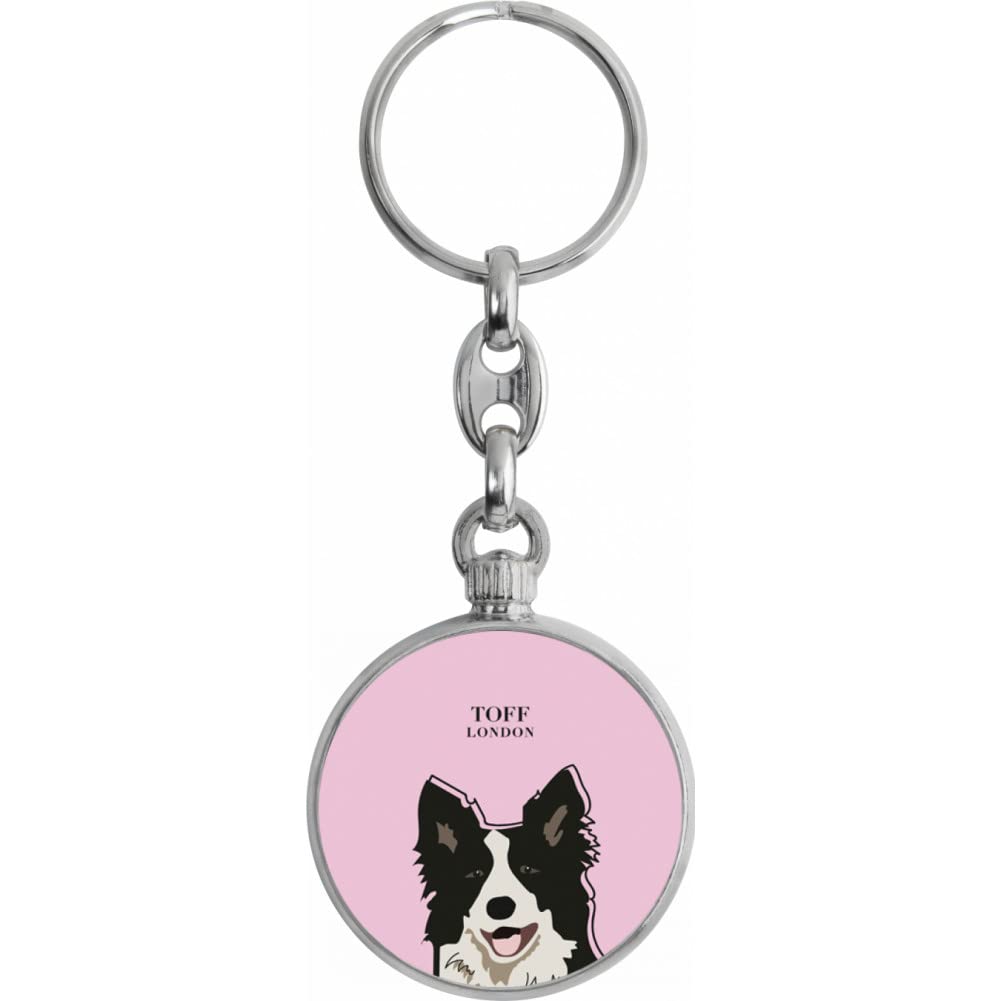 Toff London Black And White Border Collie Dog Head Keyring