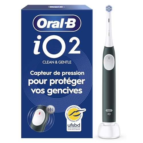Oral-B Brosse à Dents Electrique iO 2 avec 1 Brossette de Rechange, Verte – 3 Modes de Brossage dont Douceur, Capteur de Pression sur les Gencives, Batterie Rechargeable, Silencieuse