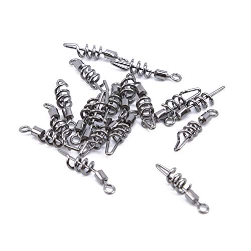 GHJUU 20 STK. Hochfeste Angelwirbel Barrel Solid Ring Edelstahl Snap Swivel Snaps Fishing Barrel Line Connector,8 Größe
