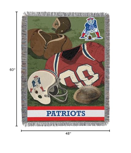 Northwest NFL New England Patriots Vintage Woven Tapestry Wall Hanging, 48 x 60 Inches, Officially Licensed, Decorative Fringes