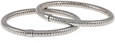 Julie Jewelry | Hatched 2 Stainless Steel Bracelets (fits 6.5 - 8 inch wrists) (Grey)