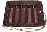 Xrten Leather Carving Tool Roll Bag 5 Pockets Brown PU Leather Storage Pouch view 8