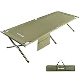 KingCamp Camping Cot Oversized Heavy Duty Folding Bed Anodized Steel Frame with Washable Mildew Resistant Polyester Fabric, Support 300 lbs Carry Bag Included, 81 x 30 x 18 inches