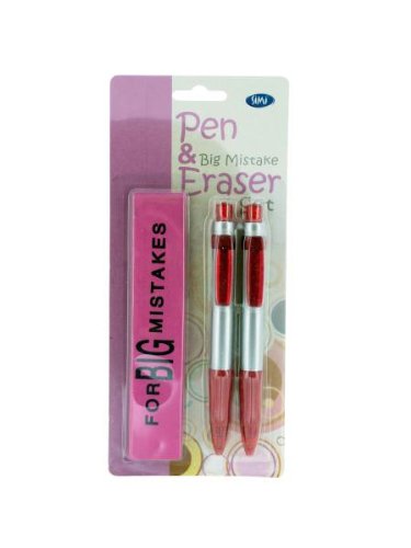 Kole Imports Pens & Big Mistake Eraser Set (OP545)